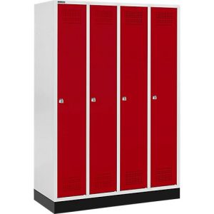 Schäfer Shop Genius Kleiderspind mit Sockel, 4 Abteile, Zylinderschloss, lichtgrau/rot Schäfer Shop Genius Kleiderspind mit Sockel, 4 Abteile, Zylinderschloss, lichtgrau/rot