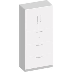 Schäfer Shop Genius Kombischrank TETRIS SOLID, 6 OH, B 800 mm, oben Flügeltüren, unten HR-Auszüge, weiß/weißalu Schäfer Shop Genius Kombischrank TETRIS SOLID, 6 OH, B 800 mm, oben Flügeltüren, unten HR-Auszüge, weiß/weißalu