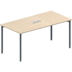 Schäfer Shop Genius Konferenztisch, 3-fach Tischanschlussfeld, Rechteck, 4-Fuß Rundrohr, B 1600 x T 800 x H 720-840 mm, Ahorn/weißaluminium RAL 9006 Schäfer Shop Genius Konferenztisch, 3-fach Tischanschlussfeld, Rechteck, 4-Fuß Rundrohr, B 1600 x T 800 x H 720-840 mm, Ahorn/weißaluminium RAL 9006