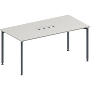 Schäfer Shop Genius Konferenztisch, 6-fach Anschluss, Rechteck, 4-Fuß Rundrohr, B 1600 x T 800 x H 720-840 mm, lichtgrau/weißalu Schäfer Shop Genius Konferenztisch, 6-fach Anschluss, Rechteck, 4-Fuß Rundrohr, B 1600 x T 800 x H 720-840 mm, lichtgrau/weißalu