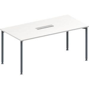 Schäfer Shop Genius Konferenztisch, 6-fach Tischanschlussfeld, Rechteck, 4-Fuß Rundrohr, B 1600 x T 800 x H 720-840 mm, weiß/weißaluminium RAL 9006 Schäfer Shop Genius Konferenztisch, 6-fach Tischanschlussfeld, Rechteck, 4-Fuß Rundrohr, B 1600 x T 800 x H 720-840 mm, weiß/weißaluminium RAL 9006
