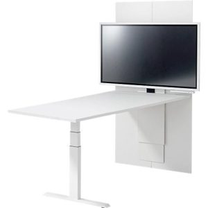 Schäfer Shop Genius Konferenztisch HV Basic, elektrisch höhenverstellbar, Tonne, T-Fuß, B 1800 x T 850/1000 x H 640-1300 mm, weiß/weiß Schäfer Shop Genius Konferenztisch HV Basic, elektrisch höhenverstellbar, Tonne, T-Fuß, B 1800 x T 850/1000 x H 640-1300 mm, weiß/weiß