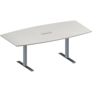 Schäfer Shop Genius Konferenztisch MODENA FLEX, 3-fach Anschluss, Boot, T-Fuß Rechteckrohr, B 2000 x H 650-850 mm, lichtgrau/weißalu Schäfer Shop Genius Konferenztisch MODENA FLEX, 3-fach Anschluss, Boot, T-Fuß Rechteckrohr, B 2000 x H 650-850 mm, lichtgrau/weißalu