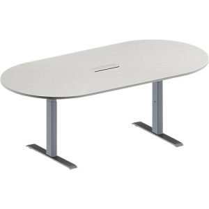 Schäfer Shop Genius Konferenztisch MODENA FLEX, 3-fach Anschluss, Oval, T-Fuß Rechteckrohr, B 2000 x T 1000 x H 650-850 mm, lichtgrau/weißalu Schäfer Shop Genius Konferenztisch MODENA FLEX, 3-fach Anschluss, Oval, T-Fuß Rechteckrohr, B 2000 x T 1000 x H 650-850 mm, lichtgrau/weißalu