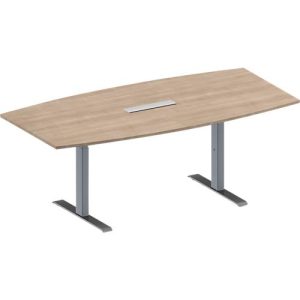 Schäfer Shop Genius Konferenztisch MODENA FLEX, 6-fach Anschluss, Boot, T-Fuß Rechteckrohr, B 2000 x H 650-850 mm, Eiche-Dekor/weißalu Schäfer Shop Genius Konferenztisch MODENA FLEX, 6-fach Anschluss, Boot, T-Fuß Rechteckrohr, B 2000 x H 650-850 mm, Eiche-Dekor/weißalu
