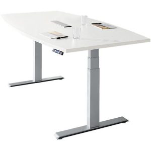Schäfer Shop Genius Konferenztisch MODENA FLEX, 6-fach Anschluss, elektrisch höhenverstellbar, Boot, B 2000 mm, weiß/weißalu Schäfer Shop Genius Konferenztisch MODENA FLEX, 6-fach Anschluss, elektrisch höhenverstellbar, Boot, B 2000 mm, weiß/weißalu