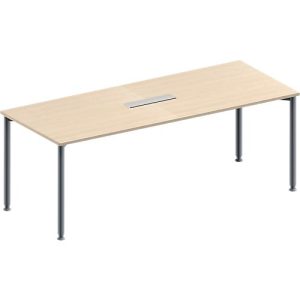 Schäfer Shop Genius Konferenztisch MODENA FLEX, 6-fach Anschluss, Rechteck, 4-Fuß Rundrohr, B 2000 x T 800 x H 720-840 mm, Ahorn/weißalu Schäfer Shop Genius Konferenztisch MODENA FLEX, 6-fach Anschluss, Rechteck, 4-Fuß Rundrohr, B 2000 x T 800 x H 720-840 mm, Ahorn/weißalu