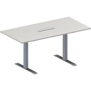 Schäfer Shop Genius Konferenztisch MODENA FLEX, 6-fach Anschluss, Rechteck, T-Fuß Rechteckrohr, B 1600 x T 800 x H 650-850 mm, lichtgrau/weißalu Schäfer Shop Genius Konferenztisch MODENA FLEX, 6-fach Anschluss, Rechteck, T-Fuß Rechteckrohr, B 1600 x T 800 x H 650-850 mm, lichtgrau/weißalu