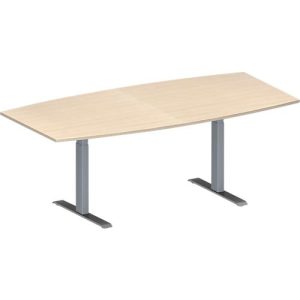 Schäfer Shop Genius Konferenztisch MODENA FLEX, Boot, T-Fuß Rechteckrohr, B 2000 x H 650-850 mm, Ahorn/weißaluminium RAL 9006 Schäfer Shop Genius Konferenztisch MODENA FLEX, Boot, T-Fuß Rechteckrohr, B 2000 x H 650-850 mm, Ahorn/weißaluminium RAL 9006