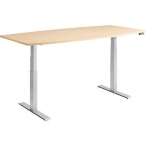 Schäfer Shop Genius Konferenztisch MODENA FLEX, elektrisch höhenverstellbar, Boot, T-Fuß, B 2000 x H 645-1290 mm, Ahorn/weißalu Schäfer Shop Genius Konferenztisch MODENA FLEX, elektrisch höhenverstellbar, Boot, T-Fuß, B 2000 x H 645-1290 mm, Ahorn/weißalu