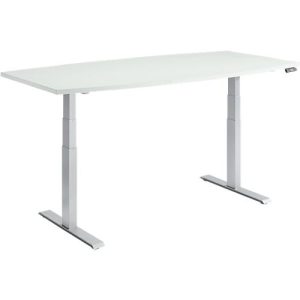 Schäfer Shop Genius Konferenztisch MODENA FLEX, elektrisch höhenverstellbar, Boot, T-Fuß, B 2000 x H 645-1290 mm, lichtgrau/weißalu Schäfer Shop Genius Konferenztisch MODENA FLEX, elektrisch höhenverstellbar, Boot, T-Fuß, B 2000 x H 645-1290 mm, lichtgrau/weißalu