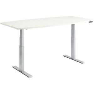 Schäfer Shop Genius Konferenztisch MODENA FLEX, elektrisch höhenverstellbar, Boot, T-Fuß, B 2000 x H 645-1290 mm, weiß/weißalu Schäfer Shop Genius Konferenztisch MODENA FLEX, elektrisch höhenverstellbar, Boot, T-Fuß, B 2000 x H 645-1290 mm, weiß/weißalu