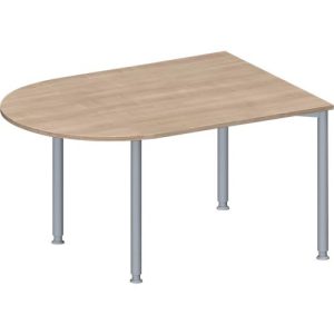 Schäfer Shop Genius Konferenztisch MODENA FLEX, Halbkreis, 4-Fuß Rundrohr, B 1400 x T 1000 x H 720-840 mm, Eiche Dekor/weißaluminium RAL 9006 Schäfer Shop Genius Konferenztisch MODENA FLEX, Halbkreis, 4-Fuß Rundrohr, B 1400 x T 1000 x H 720-840 mm, Eiche Dekor/weißaluminium RAL 9006
