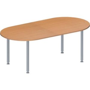 Schäfer Shop Genius Konferenztisch MODENA FLEX, Oval, 4-Fuß Rundrohr, B 2000 x T 1000 x H 720-840 mm, Buche/weißaluminium RAL 9006 Schäfer Shop Genius Konferenztisch MODENA FLEX, Oval, 4-Fuß Rundrohr, B 2000 x T 1000 x H 720-840 mm, Buche/weißaluminium RAL 9006
