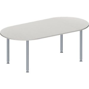 Schäfer Shop Genius Konferenztisch MODENA FLEX, Oval, 4-Fuß Rundrohr, B 2000 x T 1000 x H 720-840 mm, lichtgrau/weißaluminium RAL 9006 Schäfer Shop Genius Konferenztisch MODENA FLEX, Oval, 4-Fuß Rundrohr, B 2000 x T 1000 x H 720-840 mm, lichtgrau/weißaluminium RAL 9006