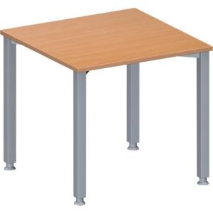 Schäfer Shop Genius Konferenztisch MODENA FLEX, Quadrat, 4-Fuß Quadratrohr, B 800 x T 800 x H 720-840 mm, Buche/weißaluminium RAL 9006 Schäfer Shop Genius Konferenztisch MODENA FLEX, Quadrat, 4-Fuß Quadratrohr, B 800 x T 800 x H 720-840 mm, Buche/weißaluminium RAL 9006