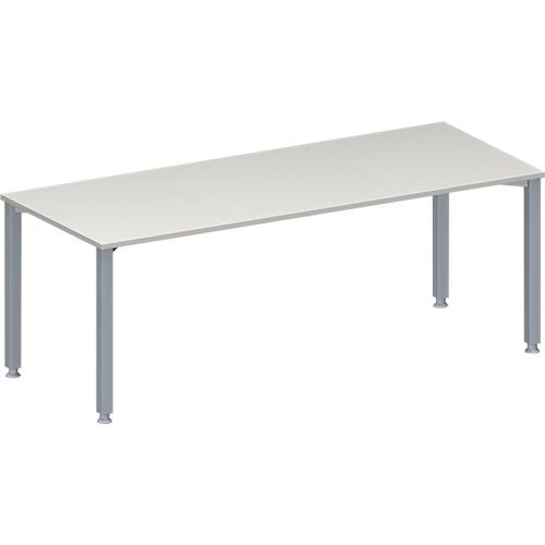Schäfer Shop Genius Konferenztisch MODENA FLEX, Rechteck, 4-Fuß Quadratrohr, B 2000 x T 800 x H 720-840 mm, lichtgrau/weißaluminium RAL 9006