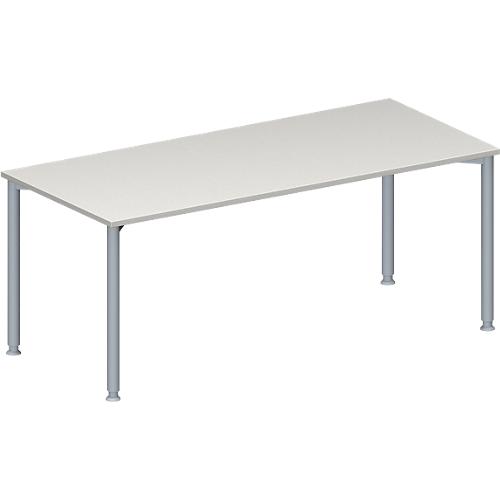 Schäfer Shop Genius Konferenztisch MODENA FLEX, Rechteck, 4-Fuß Rundrohr, B 1800 x T 800 x H 720-840 mm, lichtgrau/weißaluminium RAL 9006