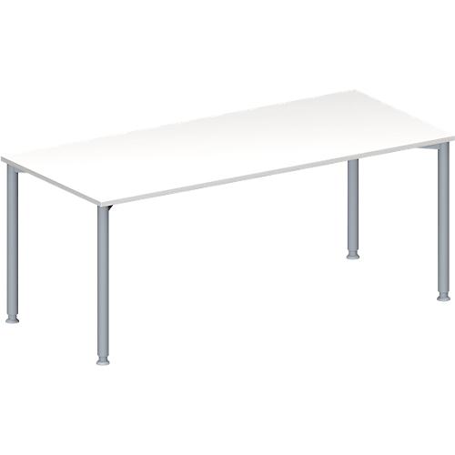 Schäfer Shop Genius Konferenztisch MODENA FLEX, Rechteck, 4-Fuß Rundrohr, B 1800 x T 800 x H 720-840 mm, weiß/weißaluminium RAL 9006