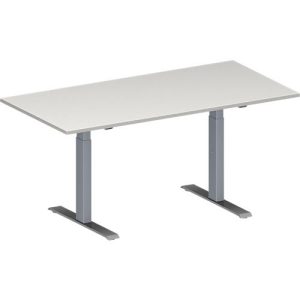 Schäfer Shop Genius Konferenztisch MODENA FLEX, Rechteck, T-Fuß Rechteckrohr, B 1600 x T 800 x H 650-850 mm, lichtgrau/weißaluminium RAL 9006 Schäfer Shop Genius Konferenztisch MODENA FLEX, Rechteck, T-Fuß Rechteckrohr, B 1600 x T 800 x H 650-850 mm, lichtgrau/weißaluminium RAL 9006