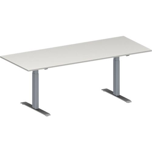 Schäfer Shop Genius Konferenztisch MODENA FLEX, Rechteck, T-Fuß Rechteckrohr, B 2000 x T 800 x H 650-850 mm, lichtgrau/weißaluminium RAL 9006