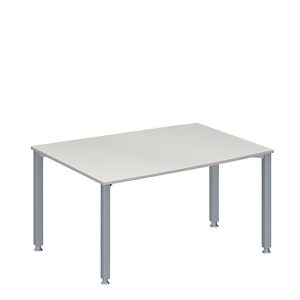 Schäfer Shop Genius Konferenztisch MODENA FLEX, Tonne, 4-Fuß Quadratrohr, B 1400 x T 1000/800 x H 720-840 mm, lichtgrau/weißaluminium RAL 9006 Schäfer Shop Genius Konferenztisch MODENA FLEX, Tonne, 4-Fuß Quadratrohr, B 1400 x T 1000/800 x H 720-840 mm, lichtgrau/weißaluminium RAL 9006