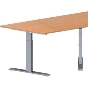 Schäfer Shop Genius Konferenztisch MODENA FLEX, Trapez, T-Fuß Rechteckrohr, B 1600 x T 800 x H 650-850 mm, Buche/weißaluminium RAL 9006 Schäfer Shop Genius Konferenztisch MODENA FLEX, Trapez, T-Fuß Rechteckrohr, B 1600 x T 800 x H 650-850 mm, Buche/weißaluminium RAL 9006