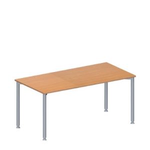 Schäfer Shop Genius Konferenztisch, Rechteck, 4-Fuß Rundrohr, B 1600 x T 800 x H 720-840 mm, Buche/weißaluminium RAL 9006 Schäfer Shop Genius Konferenztisch, Rechteck, 4-Fuß Rundrohr, B 1600 x T 800 x H 720-840 mm, Buche/weißaluminium RAL 9006