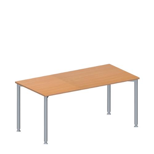 Schäfer Shop Genius Konferenztisch, Rechteck, 4-Fuß Rundrohr, B 1600 x T 800 x H 720-840 mm, Buche/weißaluminium RAL 9006