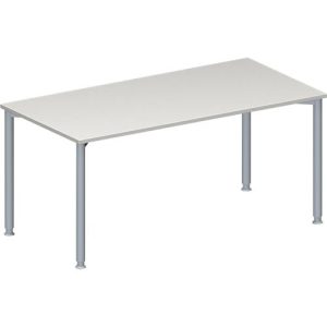 Schäfer Shop Genius Konferenztisch, Rechteck, 4-Fuß Rundrohr, B 1600 x T 800 x H 720-840 mm, lichtgrau/weißaluminium RAL 9006 Schäfer Shop Genius Konferenztisch, Rechteck, 4-Fuß Rundrohr, B 1600 x T 800 x H 720-840 mm, lichtgrau/weißaluminium RAL 9006