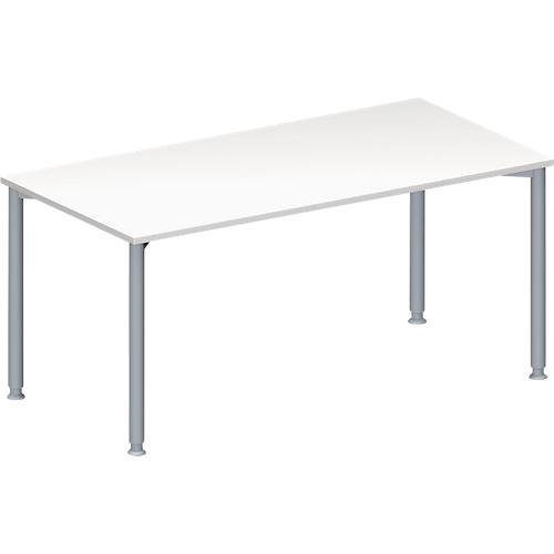 Schäfer Shop Genius Konferenztisch, Rechteck, 4-Fuß Rundrohr, B 1600 x T 800 x H 720-840 mm, weiß/weißaluminium RAL 9006