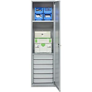 Schäfer Shop Genius Materialschrank FS, 5 OH, abschließbar, 2 Fachböden/6 Schübe, bis 250 kg, B 545 x T 520 x H 1950 mm, Stahl, weißalu/weißalu Schäfer Shop Genius Materialschrank FS, 5 OH, abschließbar, 2 Fachböden/6 Schübe, bis 250 kg, B 545 x T 520 x H 1950 mm, Stahl, weißalu/weißalu