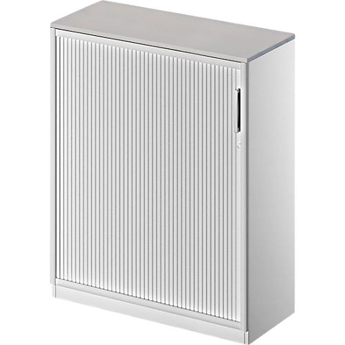 Schäfer Shop Genius Querrollladenschrank TETRIS SOLID, 3 OH, B 1000 mm, inkl. 19 mm Abdeckplatte, lichtgrau/weißalu/weißalu