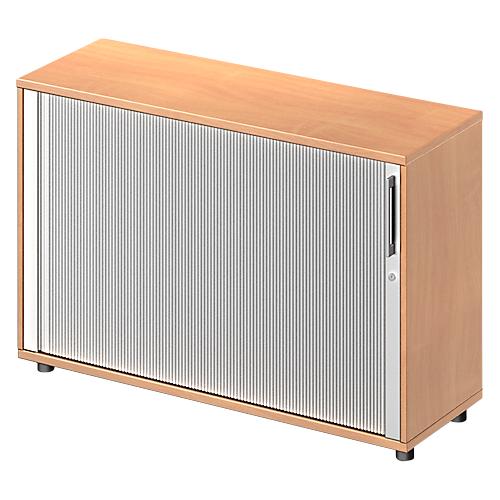 Schäfer Shop Genius Querrollladenschrank TETRIS WOOD, 2 OH, B 1200 mm, Höhe inkl. Gleiter, Buche-Dekor