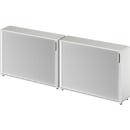 Schäfer Shop Genius Querrollladenschrank TETRIS WOOD, inkl. Gleiter, B 1200 x T 421 x H 1160 mm (3 OH), lichtgrau, 2 Stück