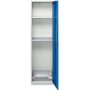 Schäfer Shop Genius Reinigungsmittelschrank FS, 5 OH, abschließbar, 2 Fachböden, bis 250 kg, B 545 x T 520 x H 1950 mm, Stahl, lichtgrau/enzianblau Schäfer Shop Genius Reinigungsmittelschrank FS, 5 OH, abschließbar, 2 Fachböden, bis 250 kg, B 545 x T 520 x H 1950 mm, Stahl, lichtgrau/enzianblau