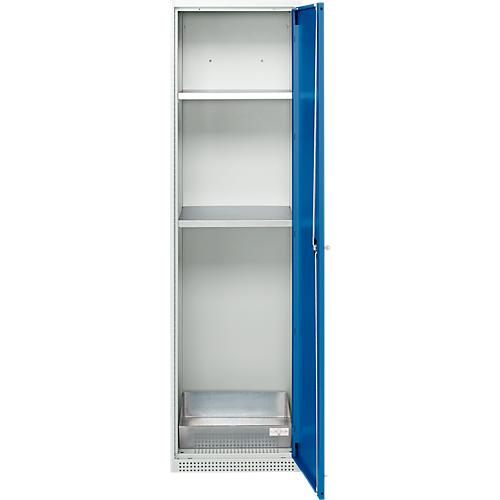 Schäfer Shop Genius Reinigungsmittelschrank FS, 5 OH, abschließbar, 2 Fachböden, bis 250 kg, B 545 x T 520 x H 1950 mm, Stahl, lichtgrau/enzianblau