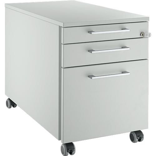 Schäfer Shop Genius Rollcontainer 126, mit Griff eckig, B 435 x H 577 mm, lichtgrau/lichtgrau/lichtgrau