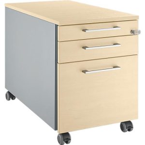 Schäfer Shop Genius Rollcontainer 126, mit Griff eckig, B 435 x H 577 mm, weißalu/weißalu/Ahorn-Dekor