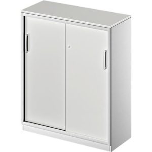 Schäfer Shop Genius Schiebetürenschrank TETRIS SOLID, 3 OH, 2 Fachböden, B 1000 mm, 19 mm Abdeckplatte, lichtgrau/weißalu Schäfer Shop Genius Schiebetürenschrank TETRIS SOLID, 3 OH, 2 Fachböden, B 1000 mm, 19 mm Abdeckplatte, lichtgrau/weißalu