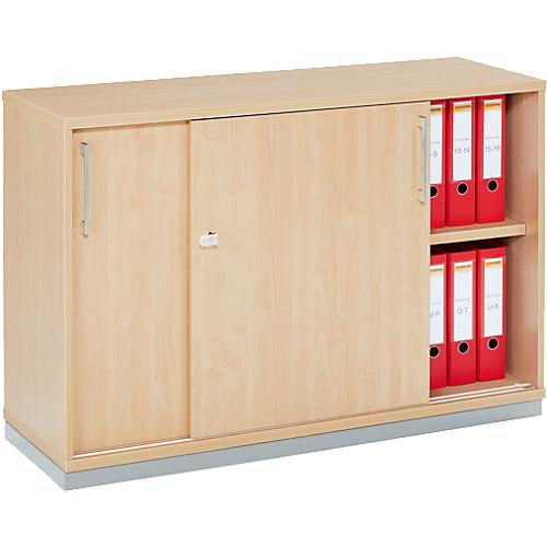 Schäfer Shop Genius Schiebetürenschrank TETRIS WOOD, 2 OH, inkl. Stahlsockel, B 1200 x T 421 x H 800 mm, Ahorn-Dekor
