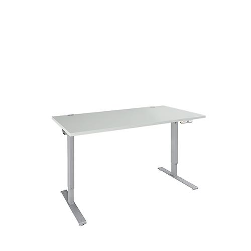 Schäfer Shop Genius Schreibtisch AERO FLEX, elektrisch höhenverstellbar, Rechteck, C-Fuß, B 1200 mm, lichtgrau/weißalu