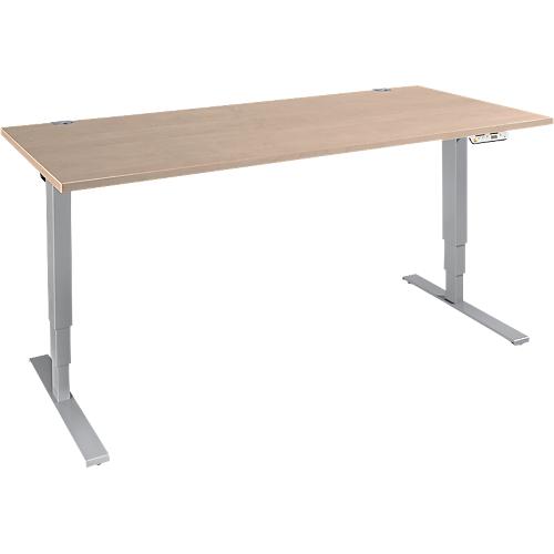 Schäfer Shop Genius Schreibtisch AERO FLEX, elektrisch höhenverstellbar, Rechteck, T-Fuß, B 1800 x T 800 x H 620-1280 mm, Eiche/weißalu + Memorypanel