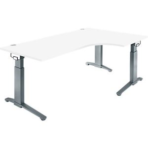 Schäfer Shop Genius Schreibtisch ERGOSTYLE S, 90°, C-Fuß Gestell, Ansatz rechts, manuell höhenverstellbar, melaminharzbeschichtet, B 2000 x T 800 x H 675-895 mm, weiß/anthrazit Schäfer Shop Genius Schreibtisch ERGOSTYLE S, 90°, C-Fuß Gestell, Ansatz rechts, manuell höhenverstellbar, melaminharzbeschichtet, B 2000 x T 800 x H 675-895 mm, weiß/anthrazit