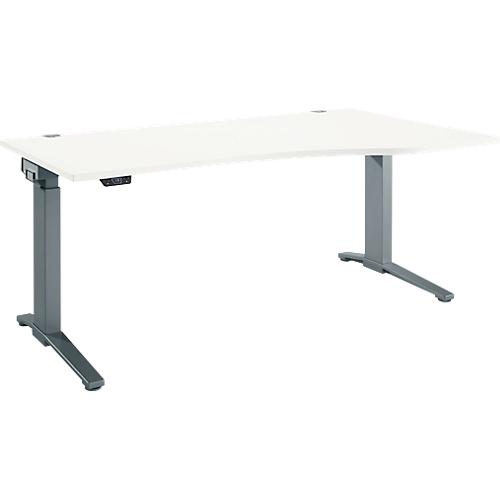 Schäfer Shop Genius Schreibtisch ERGOSTYLE S, elektrisch höhenverstellbar, einstufig, Ansatz rechts, C-Fuß, B 1800 x T 800 x H 715-1182 mm, inkl. Memory Master, weiß/anthrazit