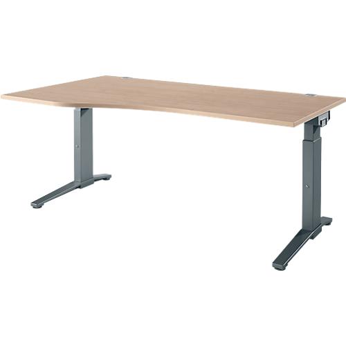 Schäfer Shop Genius Schreibtisch ERGOSTYLE S, manuell höhenverstellbar, Rechteck, C-Fuß, Ansatz links, B 1800 x T 800 x H 675-895 mm, eiche/anthrazit