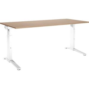 Schäfer Shop Genius Schreibtisch ERGOSTYLE S, manuell höhenverstellbar, Rechteck, C-Fuß, B 1800 x T 800 x H 675-895 mm, eiche/weiß