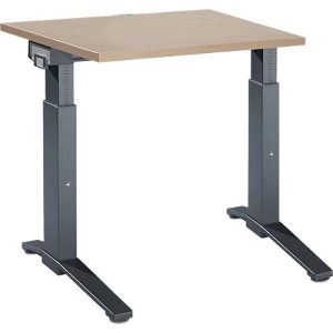 Schäfer Shop Genius Schreibtisch ERGOSTYLE S, manuell höhenverstellbar, Rechteck, C-Fuß, B 800 x T 800 x H 675-895 mm, eiche/anthrazit