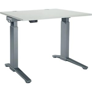 Schäfer Shop Genius Schreibtisch ERGOSTYLE S, Rechteck, elektrisch höhenverstellbar, einstufig, C-Fuß, B 1200 x T 800 x H 715-1182 mm, inkl. Memory Master, lichtgrau/anthrazit