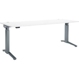 Schäfer Shop Genius Schreibtisch ERGOSTYLE S, Rechteck, elektrisch höhenverstellbar, einstufig, C-Fuß, B 2000 x T 800 x H 715-1182 mm, inkl. Memory Master, weiß/anthrazit